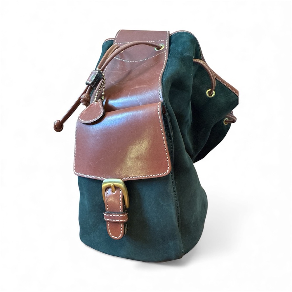 Vintage Bally Foxglove Nubuck Bucket Bag – Forest Green & Chestnut Brown - Picture 5 of 5